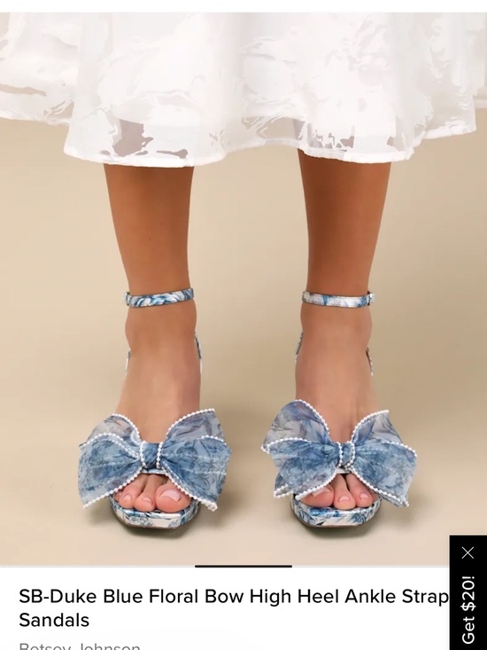 Betsey Johnson Shoes - Betsey Johnson Blue Floral Bow Ankle-Strap Heels
